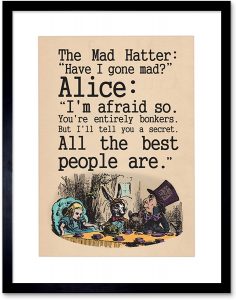 gifts for art lovers: alice in wonderland framed posters 