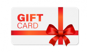 red gift card with a red ribbon